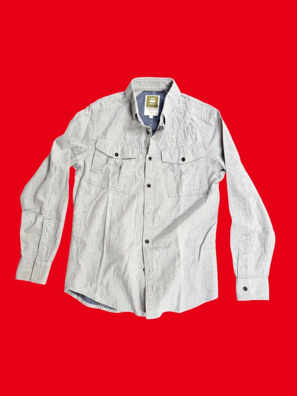 G-Star Rovic Button Up Cargo Line Military Embossed Logo  in Gray Size: L